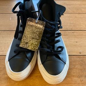 Converse Black Leather High-Tops